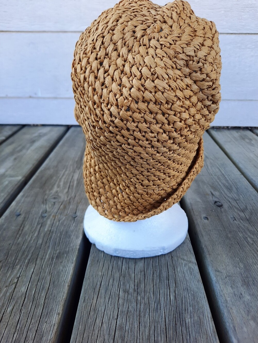 Woven Raffia Paper Summer Bucket Hat With Black 3D Rosettes OS - Picture 7 of 10